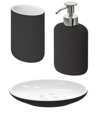 Ikea EKOLN Bathroom Set Toothbrush, Holder Soap Dish, Soap Dispenser [Dark Grey]