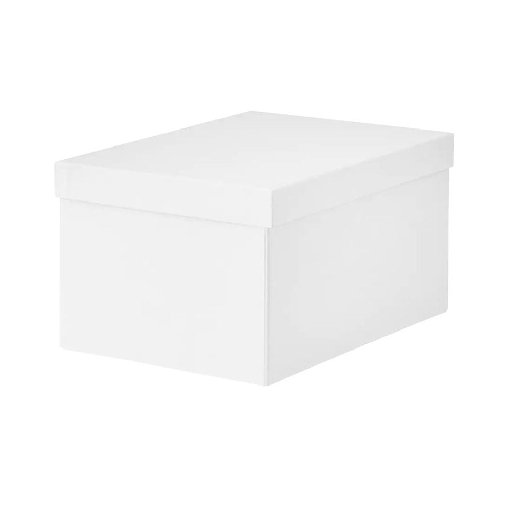 2x Ikea TJENA Storage box with lid, White 18x25x15cm