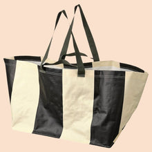 Load image into Gallery viewer, 2x New SACKKARRA Carrier bag, laundry, off-white/black stripe, 71 L