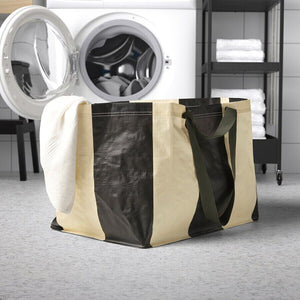 2x New SACKKARRA Carrier bag, laundry, off-white/black stripe, 71 L