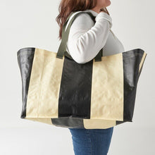 Load image into Gallery viewer, 2x New SACKKARRA Carrier bag, laundry, off-white/black stripe, 71 L