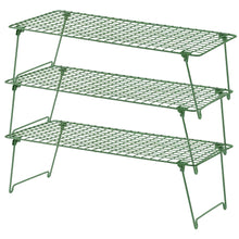 Load image into Gallery viewer, 3x Ikea GREJIG Steel Shoe Rack Foldable Stackable Shoe Shelf 58x27cm, grey/green