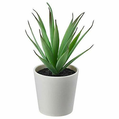 2x Ikea Small Artificial Potted Plant Decoration [Green/White 14x6cm]