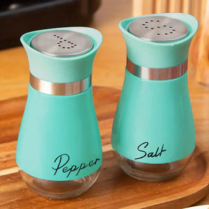 2pcs New Lovely Salt And Pepper Shakers Pots Dispensers Cruet Jars Set, Blue