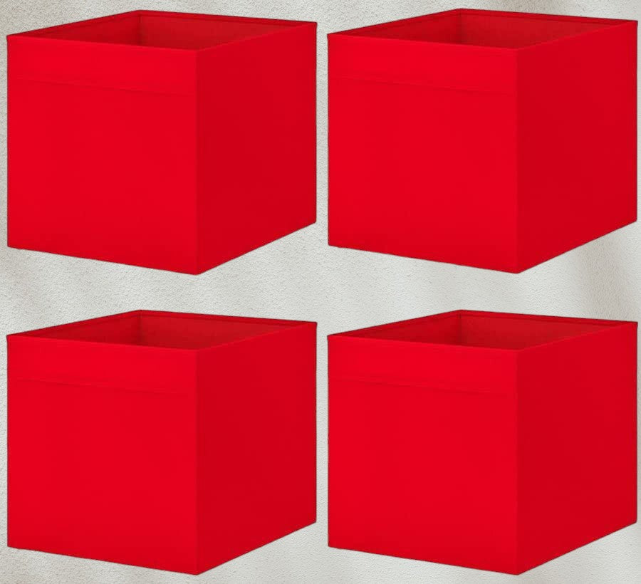 4x Ikea DRONA Box, Fit KALLAX Unit, Shelf Storage, Storeroom Organiser Red,