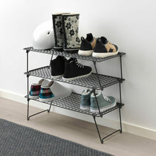 Load image into Gallery viewer, 2x Ikea GREJIG Steel Shoe Rack Foldable Stackable Shoe Shelf Dark Grey, 58x27cm,