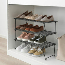 Load image into Gallery viewer, 2x Ikea GREJIG Steel Shoe Rack Foldable Stackable Shoe Shelf Dark Grey, 58x27cm,