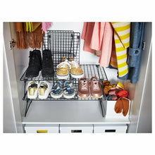 Load image into Gallery viewer, 2x Ikea GREJIG Steel Shoe Rack Foldable Stackable Shoe Shelf Dark Grey, 58x27cm,