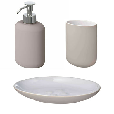 Ikea EKOLN Bathroom Set Toothbrush, Holder Soap Dish, Soap Dispenser [Beige]