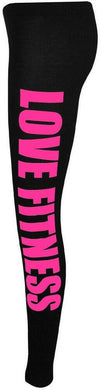 New Women Love Fitness Print Legging Tight Pants Size [M/L 10-12] Pink/Black
