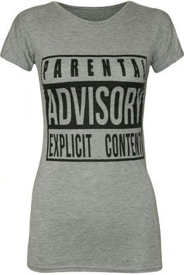 New Women Parent Advisory T Shirt Top, Slim Fit [Grey]