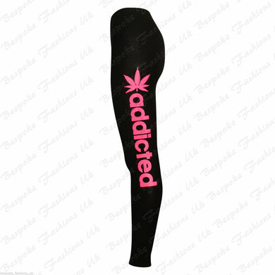 New Women Addicted Print Legging Tight Pants Size [M/L 10-12] Pink/Black