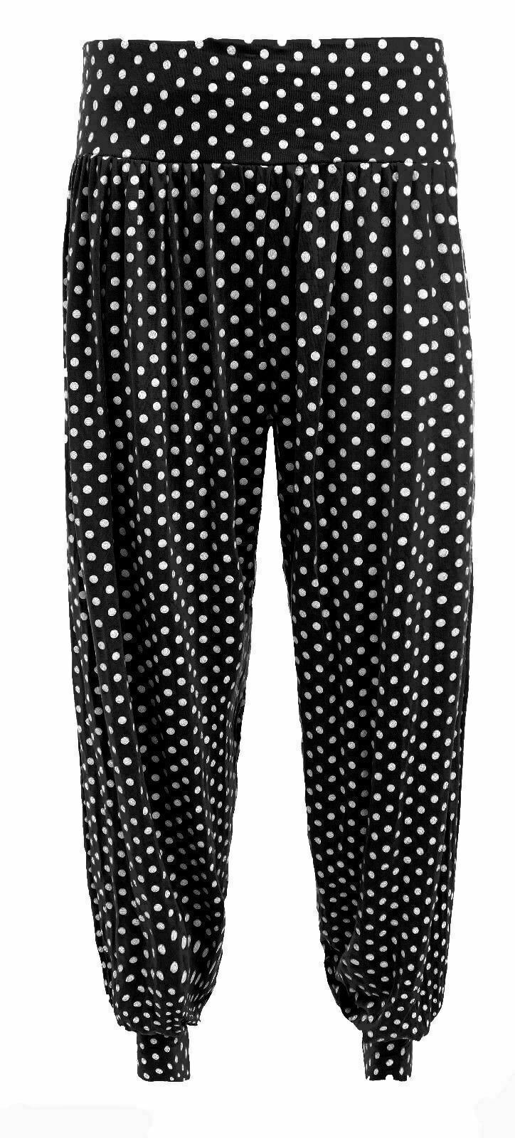 New Women Harem Trouser Ali Baba Baggy Hareem Pants Polka Dots [XL-14] UK