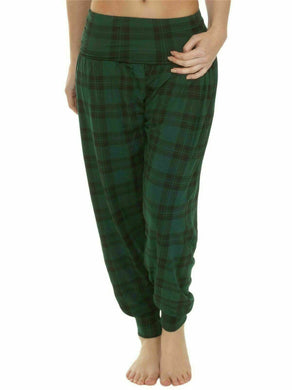 New Women Harem Trouser Ali Baba Baggy Hareem Pants Green Tartan [M/L 10-12] UK