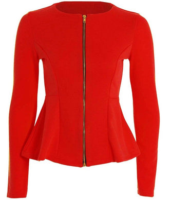 New Women Long Sleeve Blazer Jacket Red