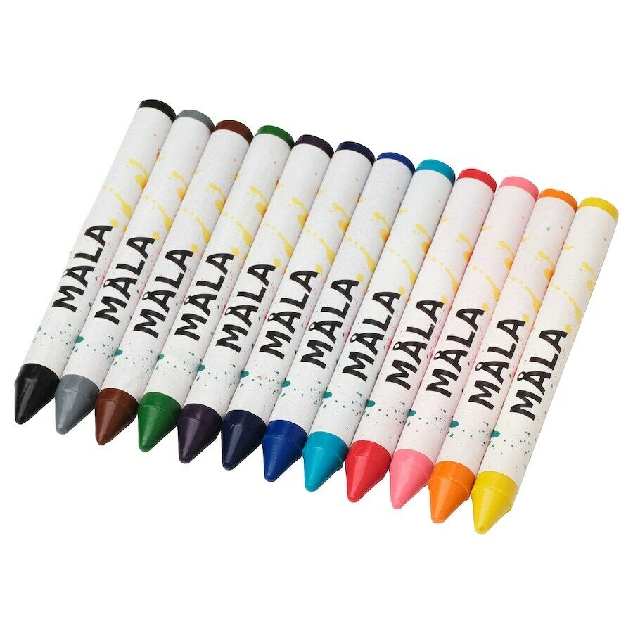 Ikea MALA Wax Colour Crayon, Mixed Colours 004.555.47 [12pack]