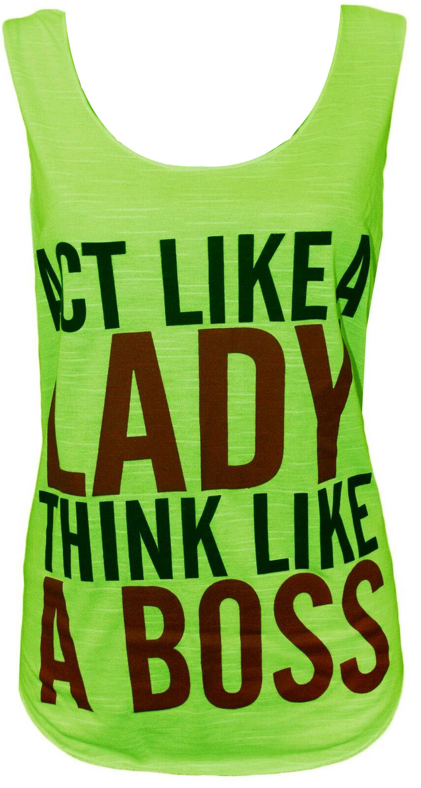 New Women's  [Act Like A Lady Think Like A Boss] Print Vest Top 8-14 [Green]