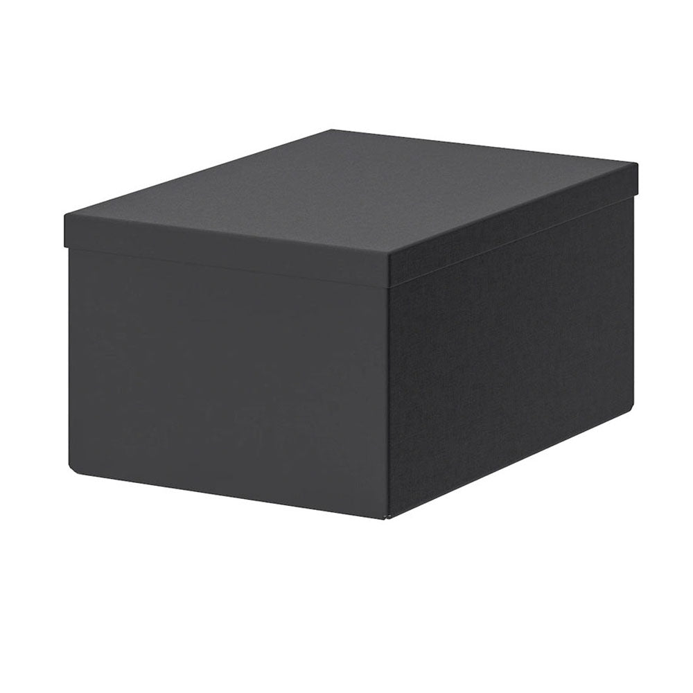 2x Ikea TJENA Storage box with lid, black 18x25x15cm