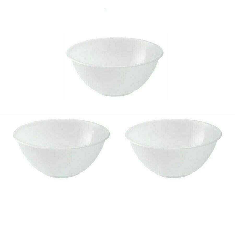 3x Ikea FIKADAGS Mixing Plastic Bowl Cooking Serving Dining Bowls White 2.2L