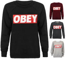 Load image into Gallery viewer, New Women Obey Sweatshirt Fleece Pullover Top