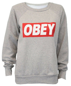 New Women Obey Sweatshirt Fleece Pullover Top