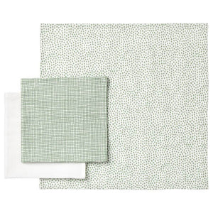 Ikea KLAMMIG Washcloth, Green/White, 3 In Pack FREE DELIVERY