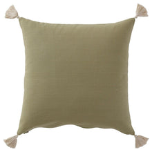 Load image into Gallery viewer, Ikea HALLVI reversible handmade tassle Cushion cover, 100% cotton, GREEN,50x50cm