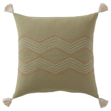 Load image into Gallery viewer, Ikea HALLVI reversible handmade tassle Cushion cover, 100% cotton, GREEN,50x50cm