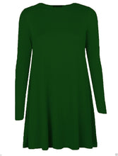 Load image into Gallery viewer, Women Ladies Long Sleeve Flared Swing A Line Smock Skater Dress  Jade green XXL