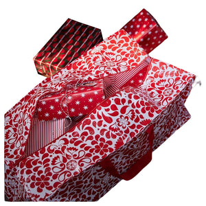 2x New VINTERFINT Christmas Storage bag, floral pattern red, 76 L,