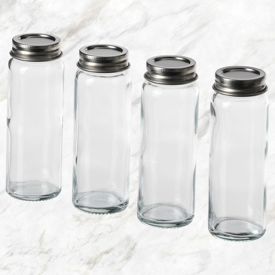 4x I.k.e.a CITRONHAJ Spice Jar, Glass Stainless Steel 10 cl [ 4 in1 pack ]