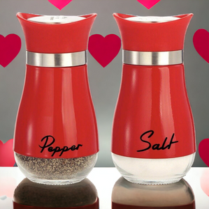 2pcs New Lovely Salt And Pepper Shakers Pots Dispensers Cruet Jars Set, Red