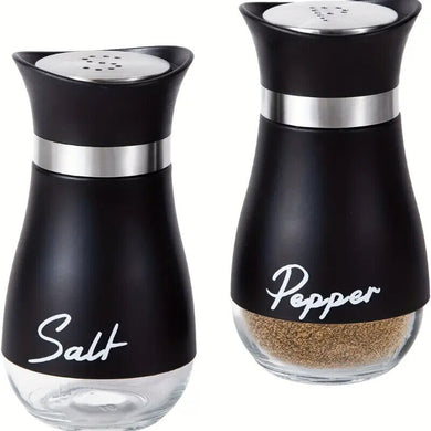 2pcs New Lovely Salt And Pepper Shakers Pots Dispensers Cruet Jars Set, Black