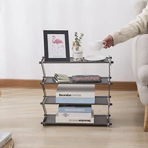 1x New HOMEE shoe rack space saving 4 tier book shelf storage rack grey