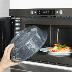 Ikea Prickig Grey Microwave Lid. Plate Cover Ventilated Lid. 26cm.