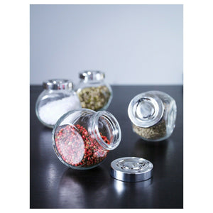 Ikea RAJTAN Herbs Spices Jars 4pack Glass Aluminium For Kitchen Storage